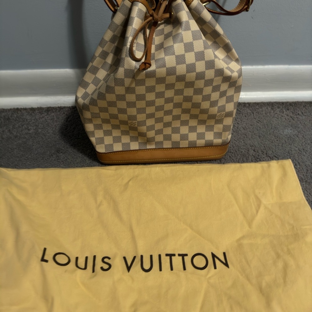 Louis Vuitton Damier Azur Beige Canvas and Brown Leather Shoulder Bag - Picture 12 of 16
